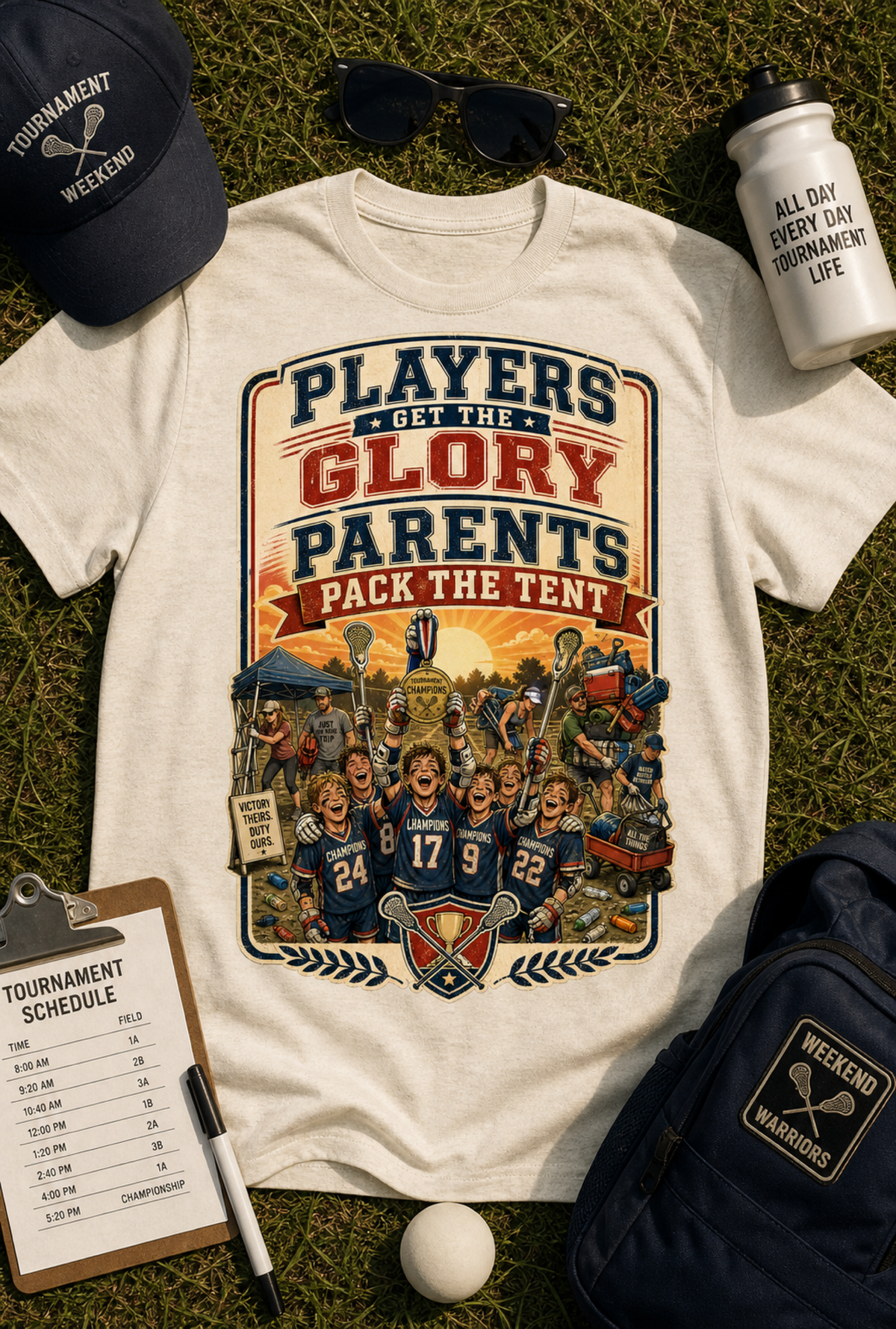 PLAYERS GET THE GLORY. PARENTS PACK THE TENT.