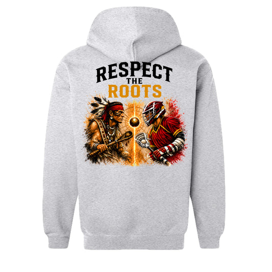 Sacred Game Apparel lacrosse hoodie white Indigenous design Sport Grey - SF600 - BACK